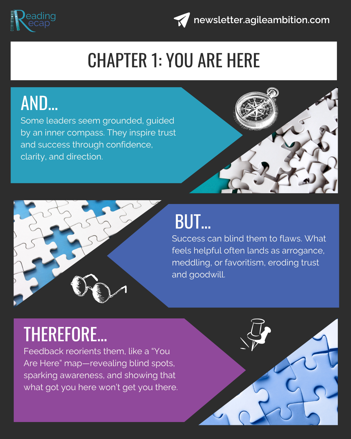 Infographic showing how feedback helps leaders stay grounded and aware of blind spots.