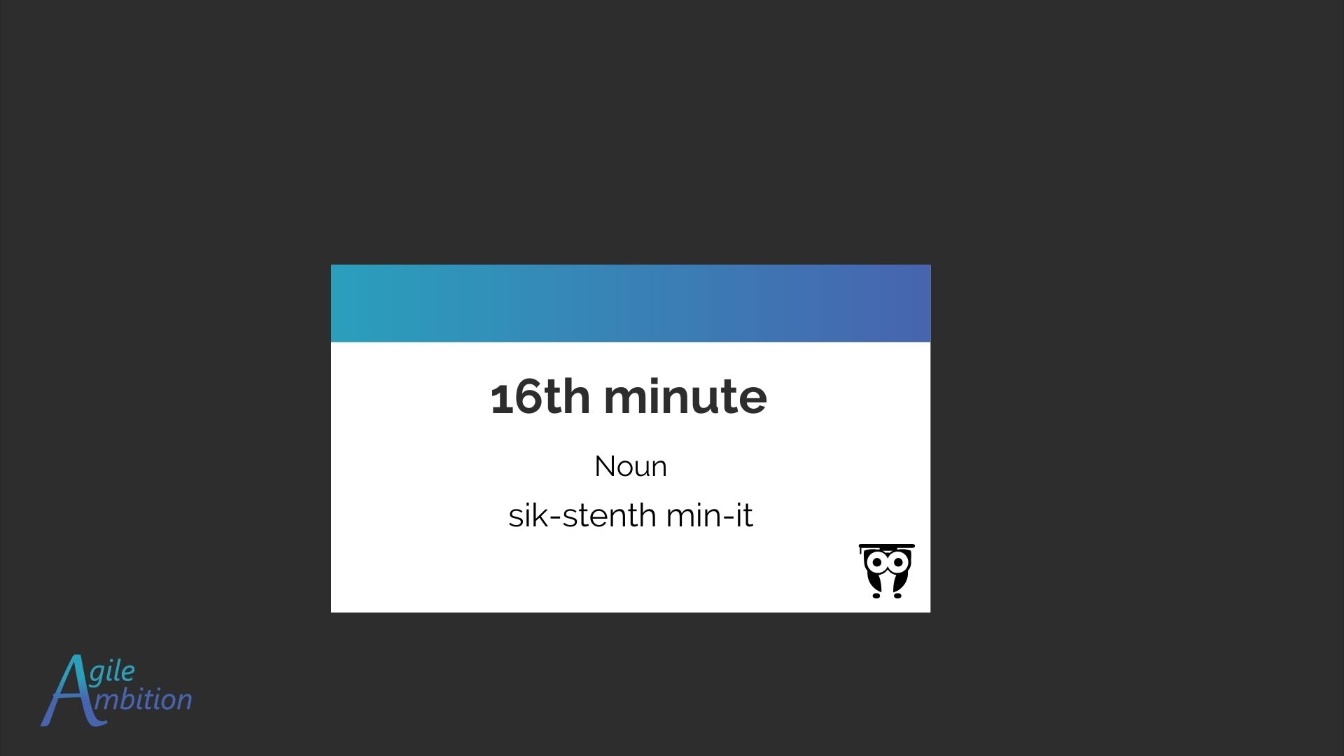 Front of the vocabulary card for 16th minute