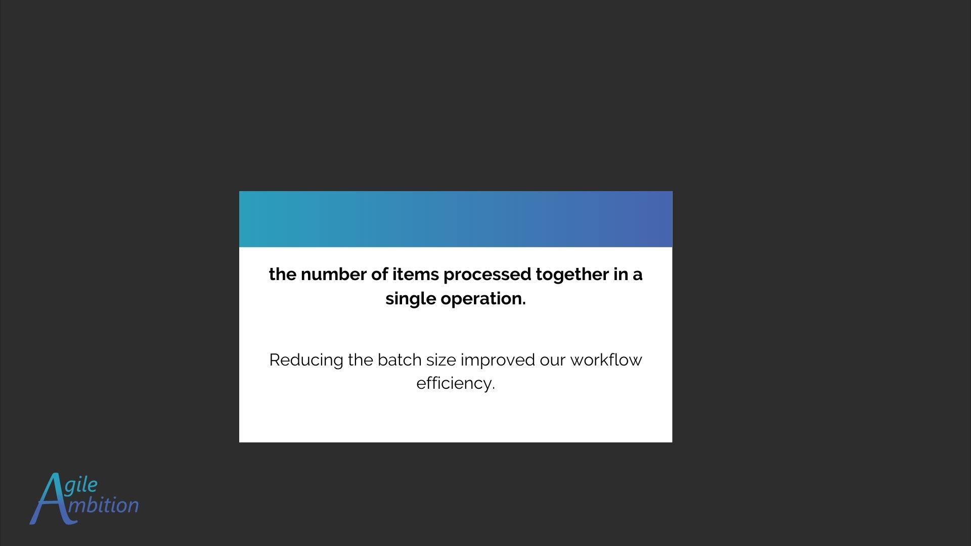 Back of a vocabulary card for the term Batch Size