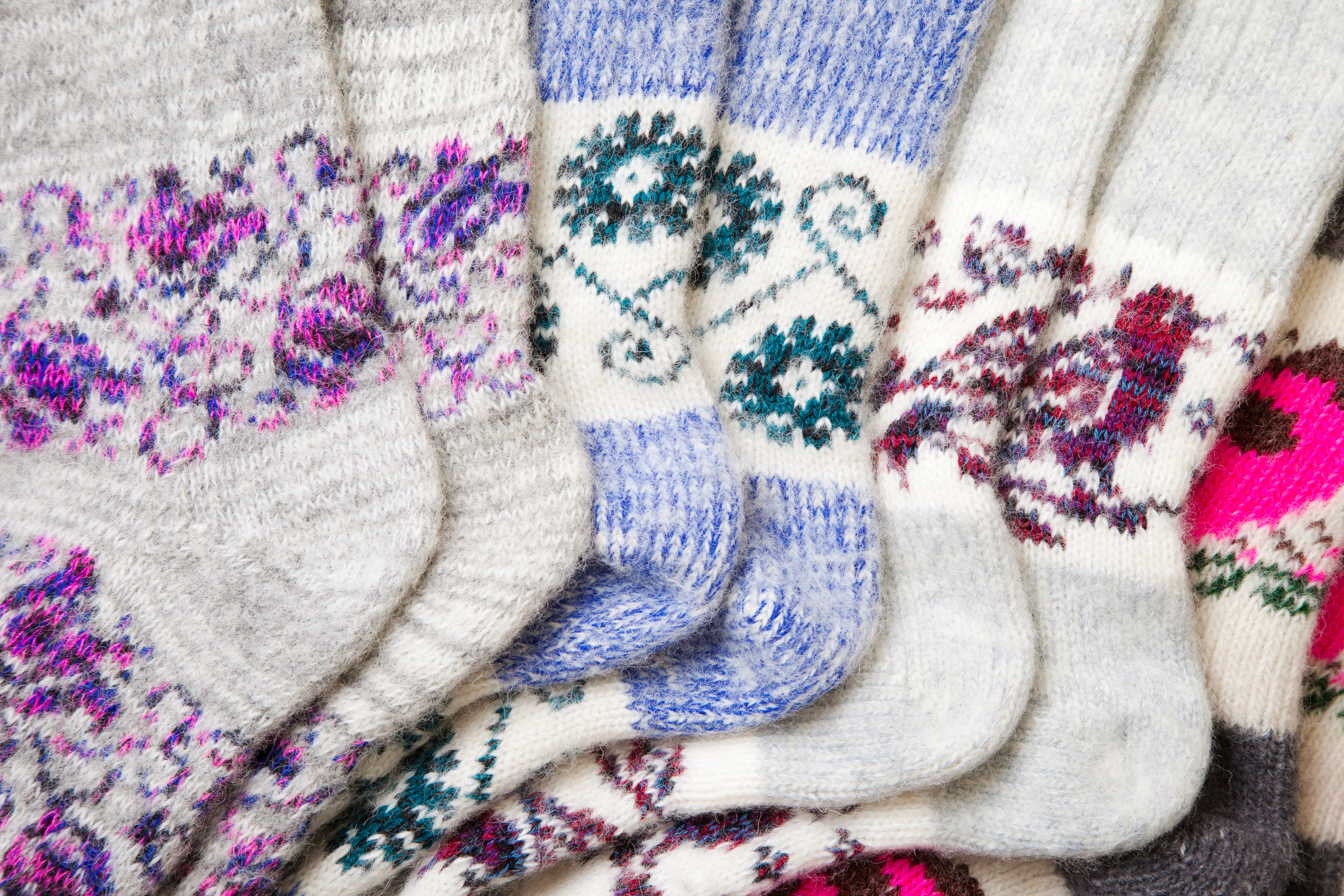 Array of fuzzy socks