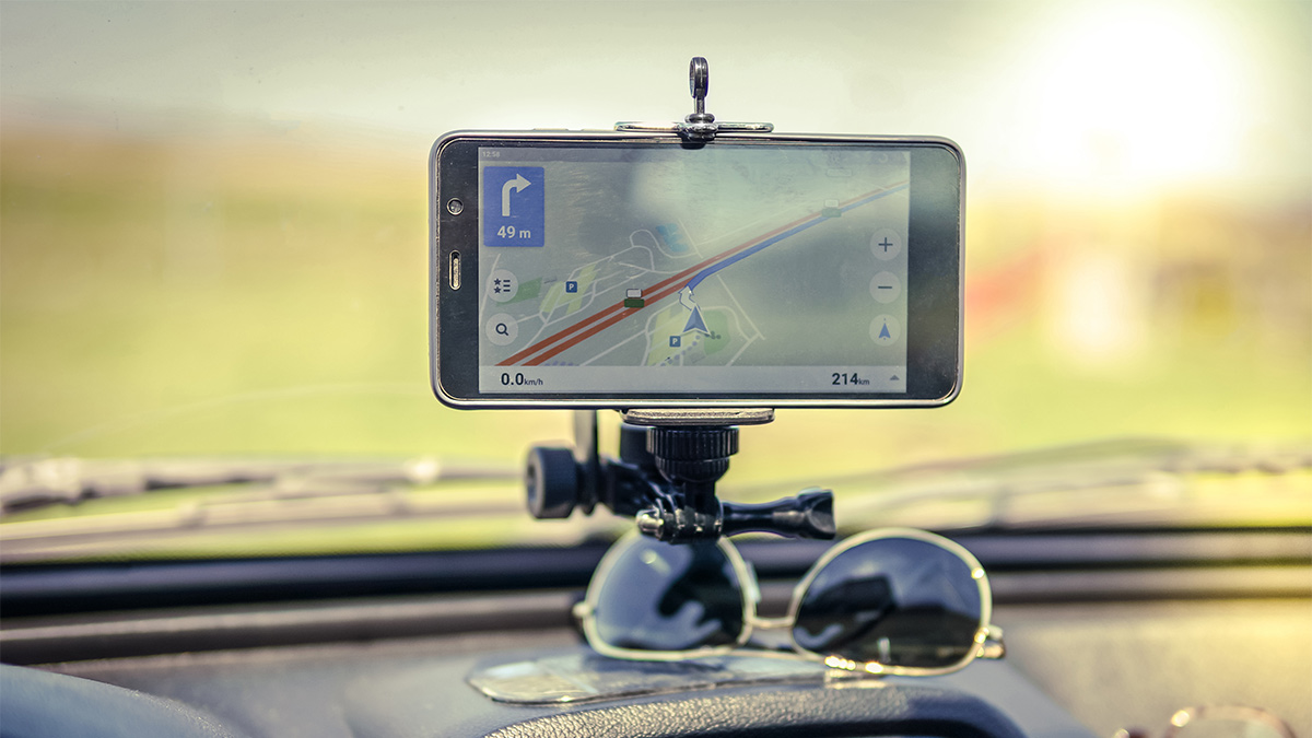 GPS on car dash