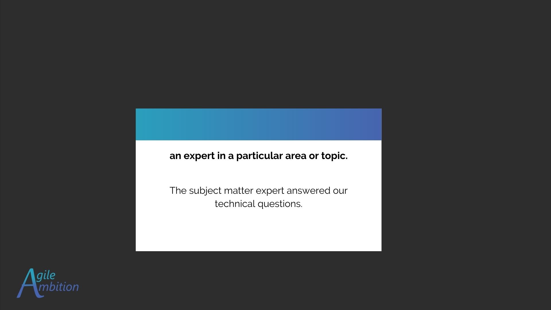 Back of a vocabulary card for the term Subject Matter Expert