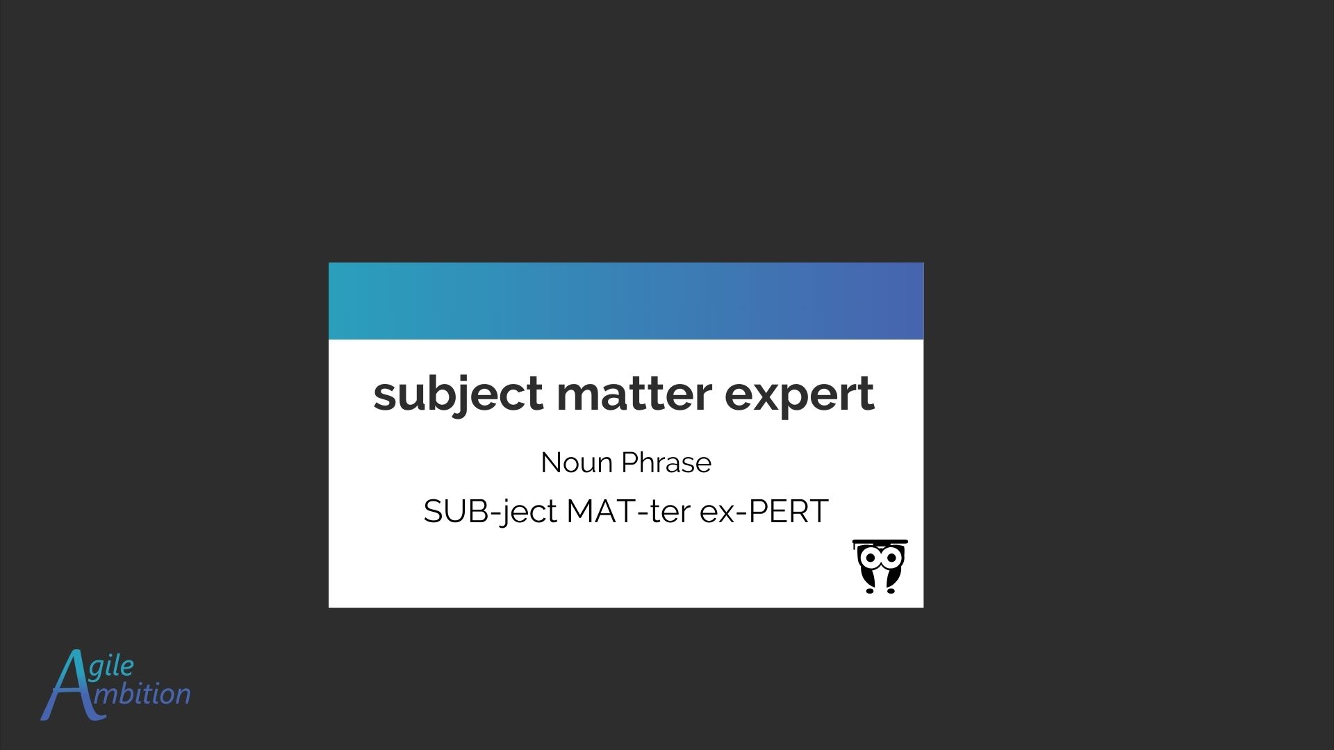 Front of a vocabulary card for the term Subject Matter Expert